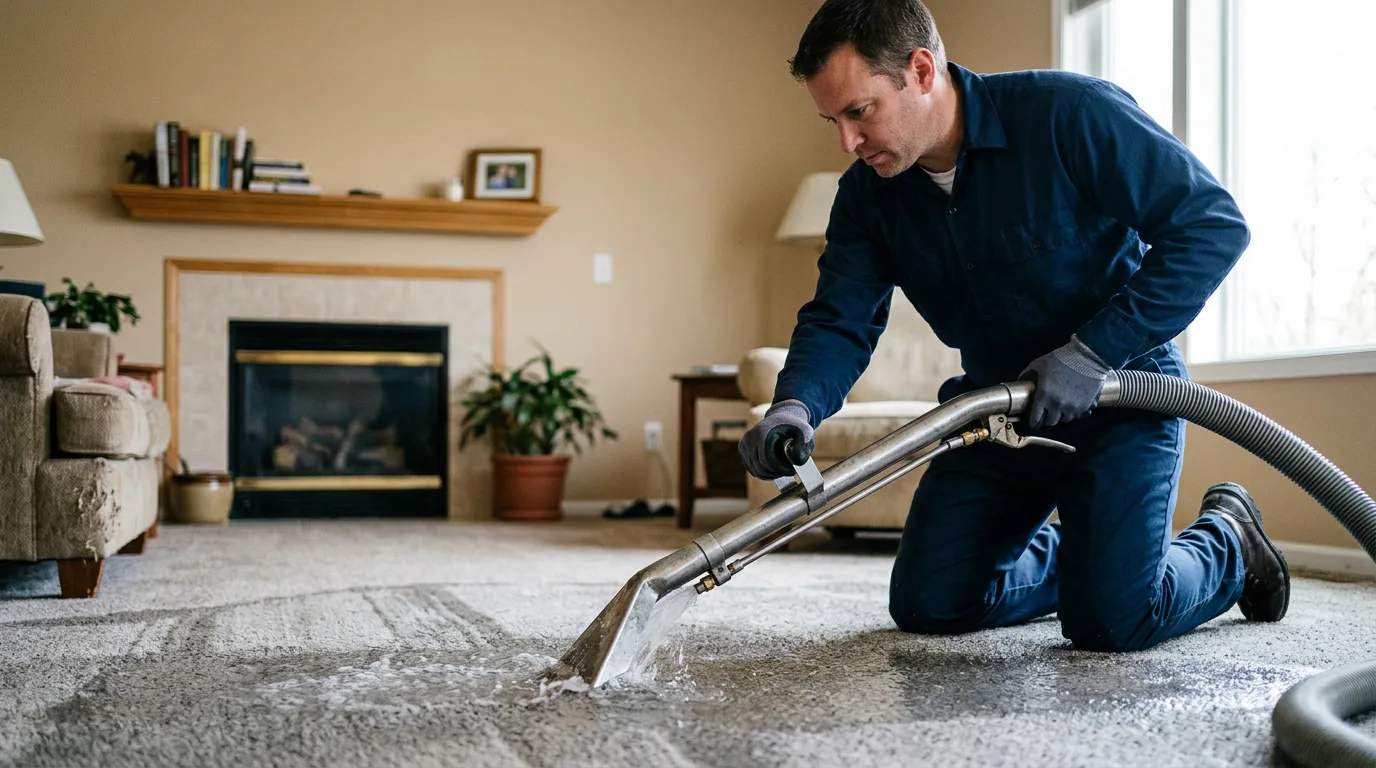 Water damage restoration technician working near Shelbiana, KY